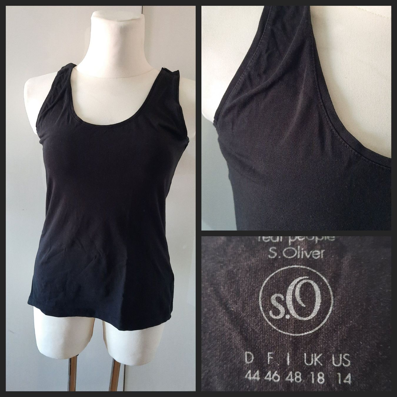 S.Oliver Top: ***S. OLIVER*** Basic Top schwarz Gr. 44 – Usato da Wädenswil venduto da H2H_Secondhandshop