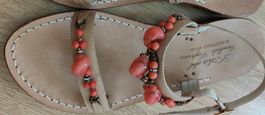 Sandales cuir authentique corail luxe été T.39