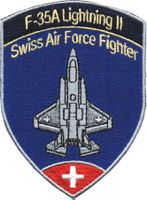F-35A Lightning II Patch Swiss Air Force ohne Klett Stoff
