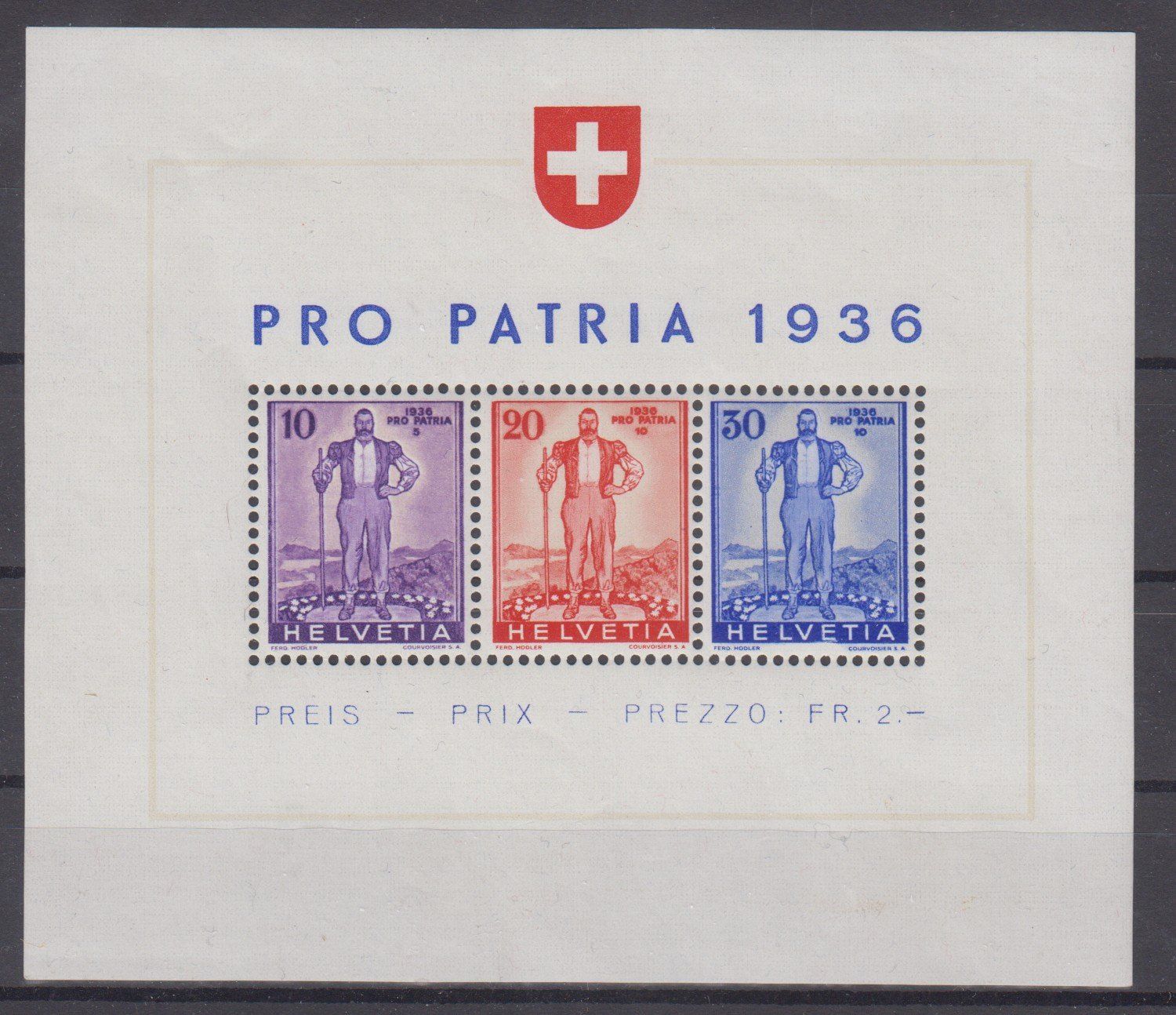 Tutti i francobolli: Bloc Pro Patria 1936 W8 neuf** – Usato da Boécourt venduto da Denteles66