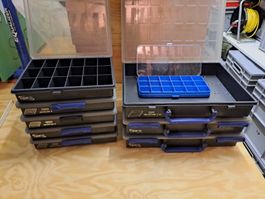8x RaacoAssorter Sortimentskasten stapelbar + 1blauer Kasten
