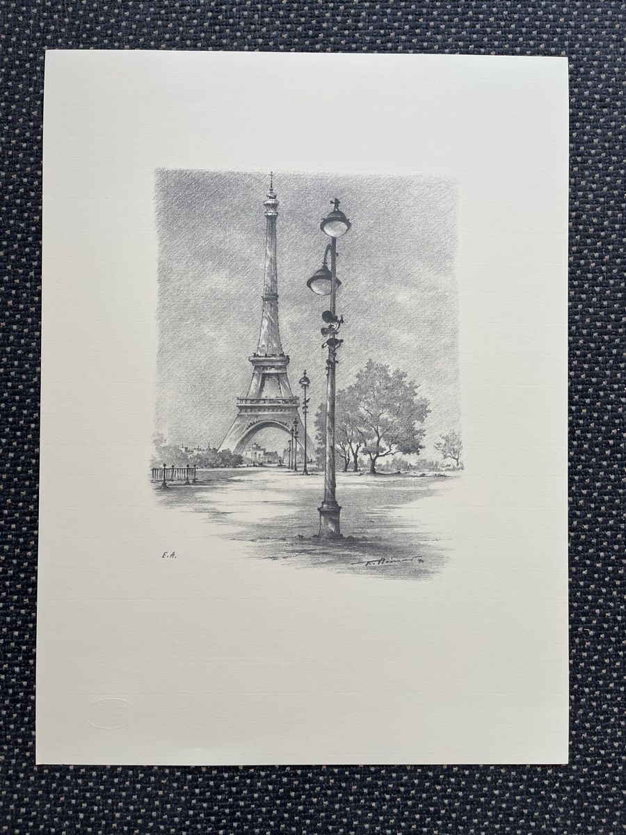 Grafica & Litografie: Lithografie Paris / Eiffelturm von Roger Briner 1990 – Usato da Gelterfingen venduto da liq-nator