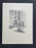 Lithografie Paris / Eiffelturm von Roger Briner 1990
