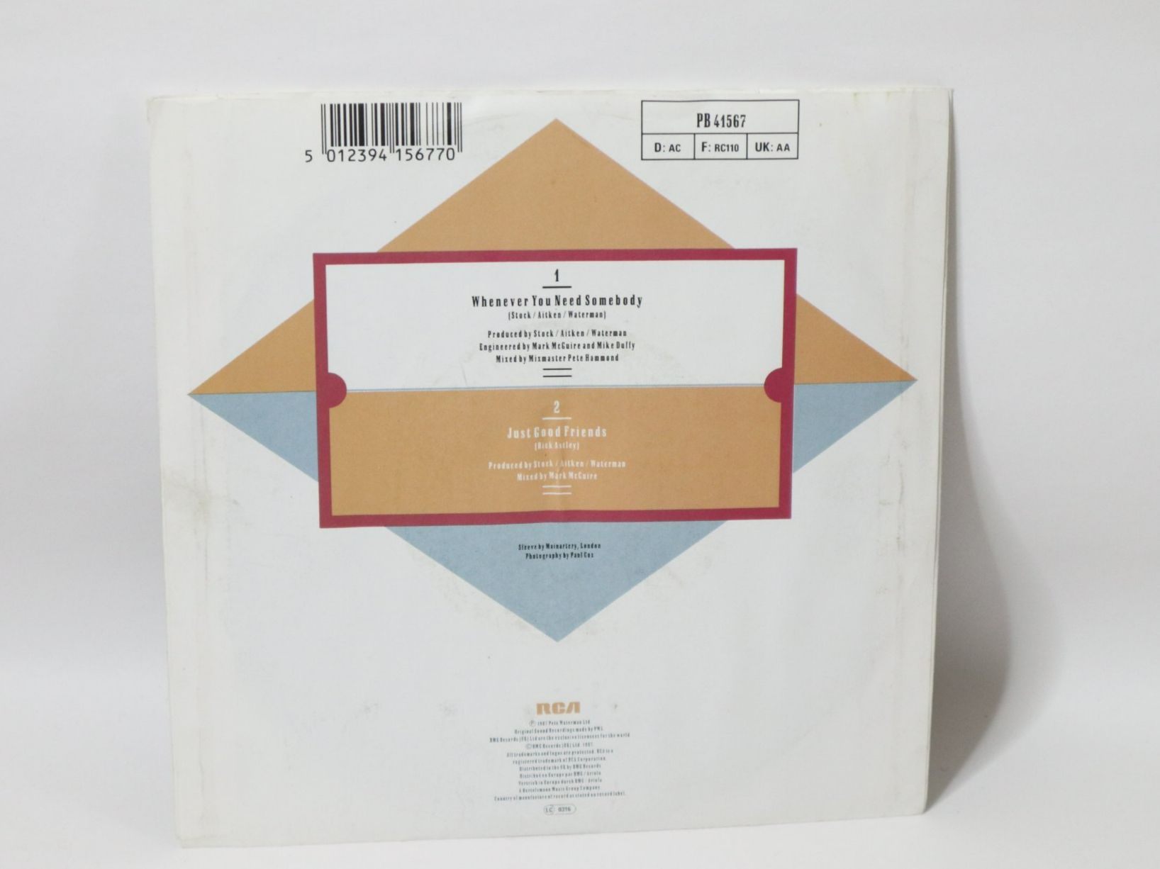 Schallplatten: Vinyl Single Rick Astley Whenever You Need Somebody Jukebox – Gebraucht aus Eschenbach SG von Astalavista 1