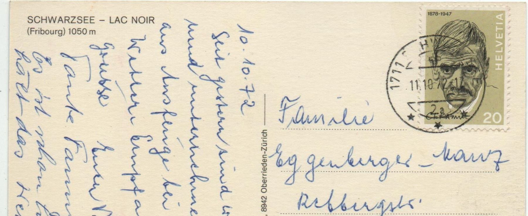 Cartes postales: SCHWARZSEE LAC NOIR – D'occasion à Jona par philajona 1