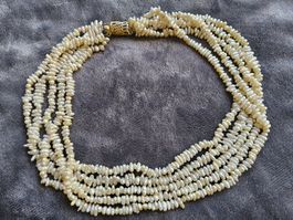 Vintage 5 strängige Keshi/Süsswasserperlen Collier ca1940