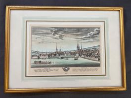 Stich Ansicht Zuerich 1690 gerahmt gute Qualität