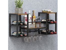 Weinregal mit 3 Glashalter, industrieller Flaschenhalter