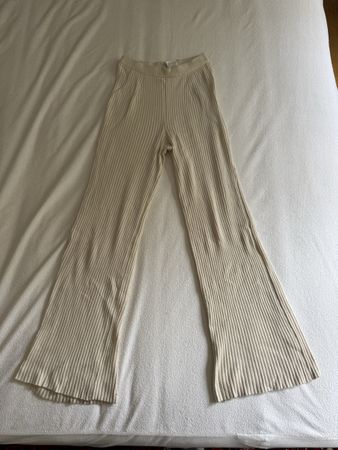 H&M beige ribbed wide-leg pants XS for summer ☀️