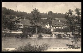 AK Bad Thalgut an der Aare, Flusspartie mit Brücke