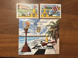 Briefmarken Rumänien, Schach Olympiade Manila 1992!