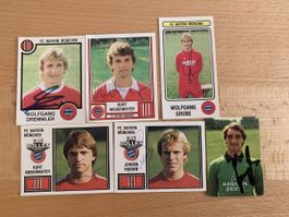 FC Bayern München 6 Autogramme auf Sammelbildern 80er