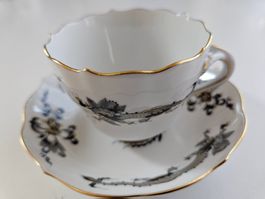 Meissen Kaffeetasse mit Untertasse Schwarzer Drachen