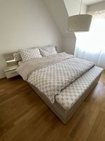Doppelbett 180x200 mit Nachttischen, LED & Bettkasten
