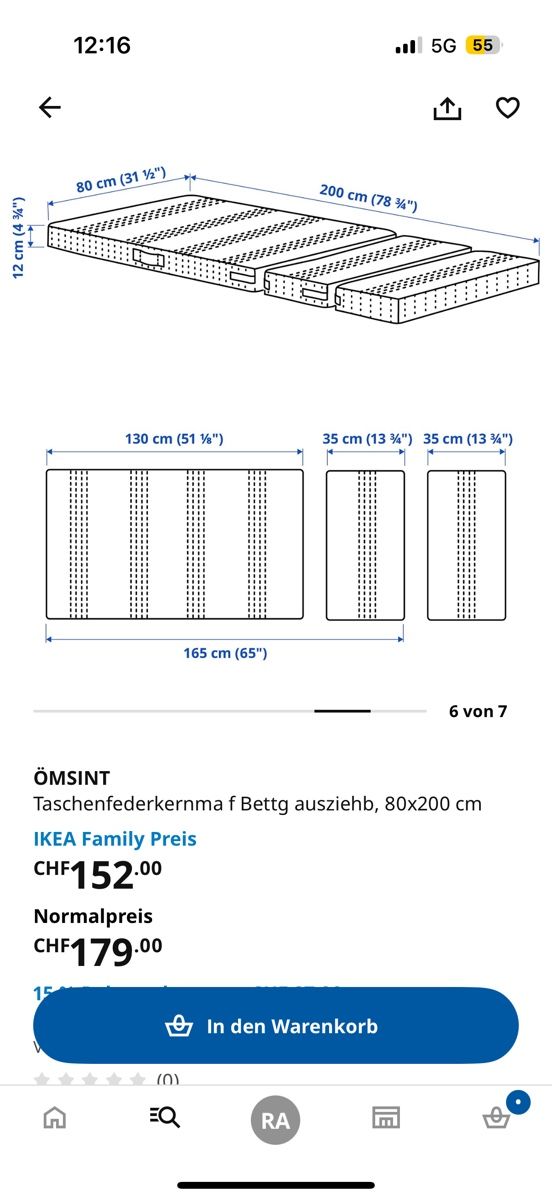 Materassi: Ikea Ömsint Matratze mitwachsend – Usato da Dietlikon venduto da f.a.1975 3