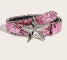 Rosa Strassgürtel mit Stern-Metallschnalle - Ceinture strass