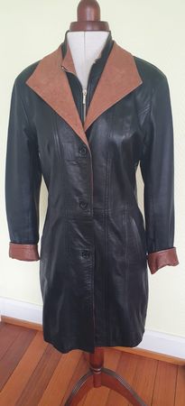 Ledermantel,  Grösse 36,  schwarz braun, gebraucht