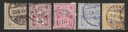 1882 : Serie Wertziffer Nr. 53 - 57 : KP 1315.--