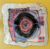 Hundertwasser-Bild mit exquisitem, silber-glänzendem Rahmen