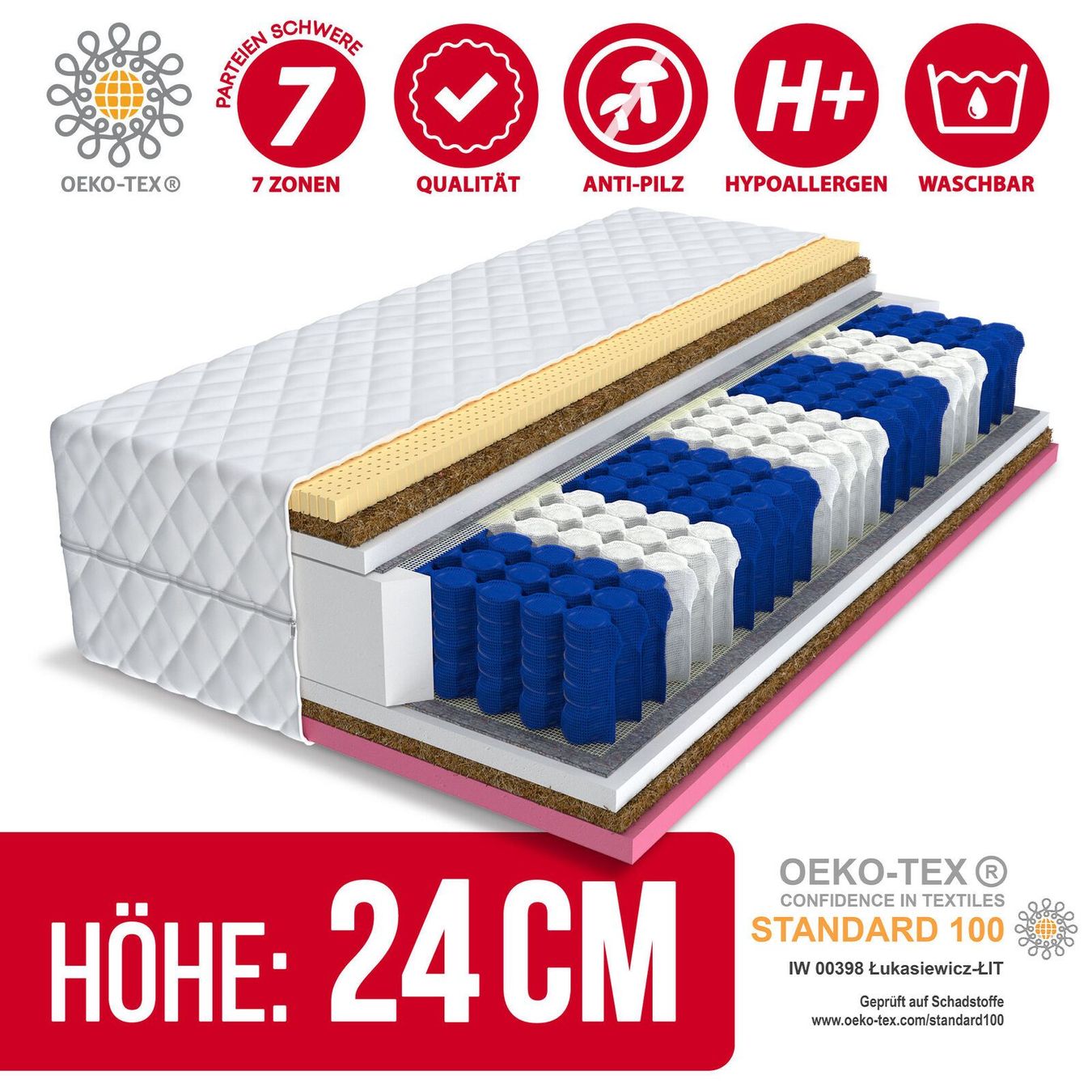 Matratzen: Matratze DOLCE H3/H4 24cm 120x200 – Neu und originalverpackt aus Wallenwil von toesstal-vertrieb