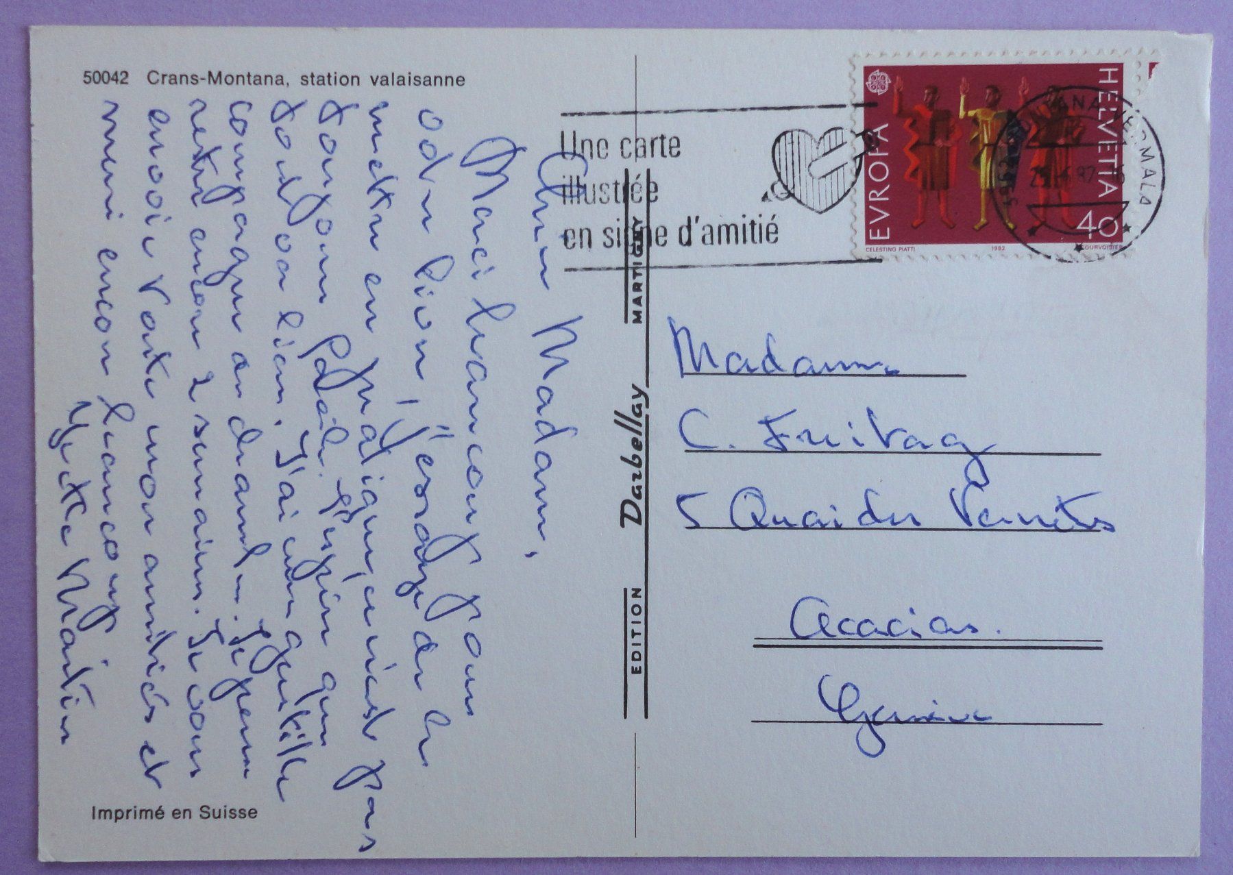 Cartoline postali: Crans-Montana – Usato da Fétigny venduto da Billy2miny 1