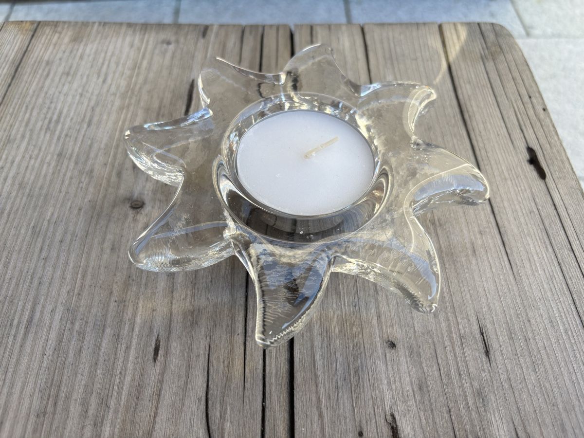 Glasi Hergiswil Kerzenständer: Glas-Kerzenleuchter Sonne, Hergiswil – Gebraucht aus Würenlos von Ashley24