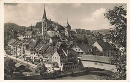 Baden Altstadt und gedeckte Brücke über die Limmat (AG)