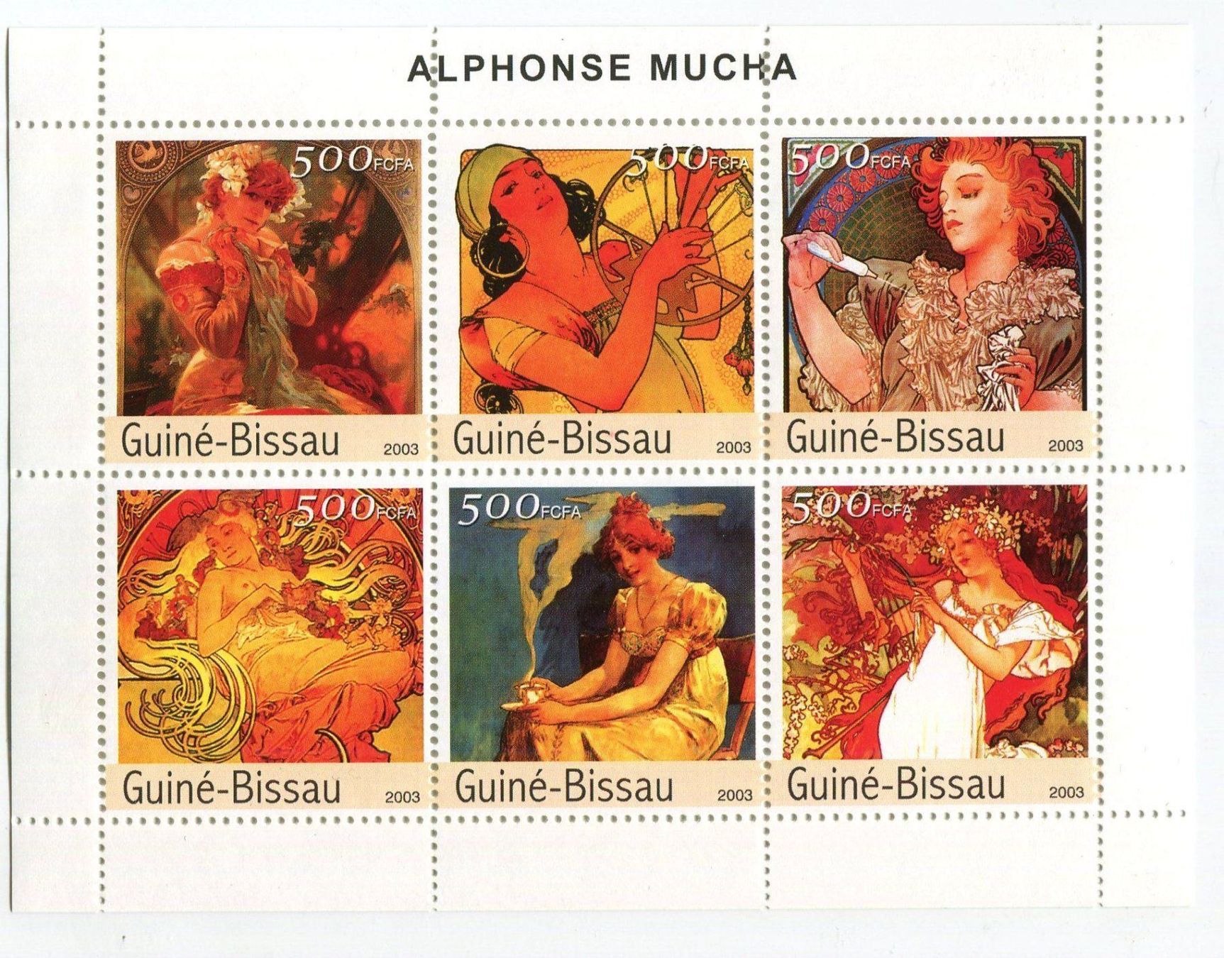 Alle Briefmarken: Block "Malerei. Alfons Mucha". Guinea-Bissau. – Neu und originalverpackt aus Basel von Butsch5