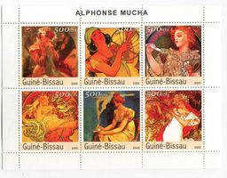 Block "Malerei. Alfons Mucha". Guinea-Bissau.