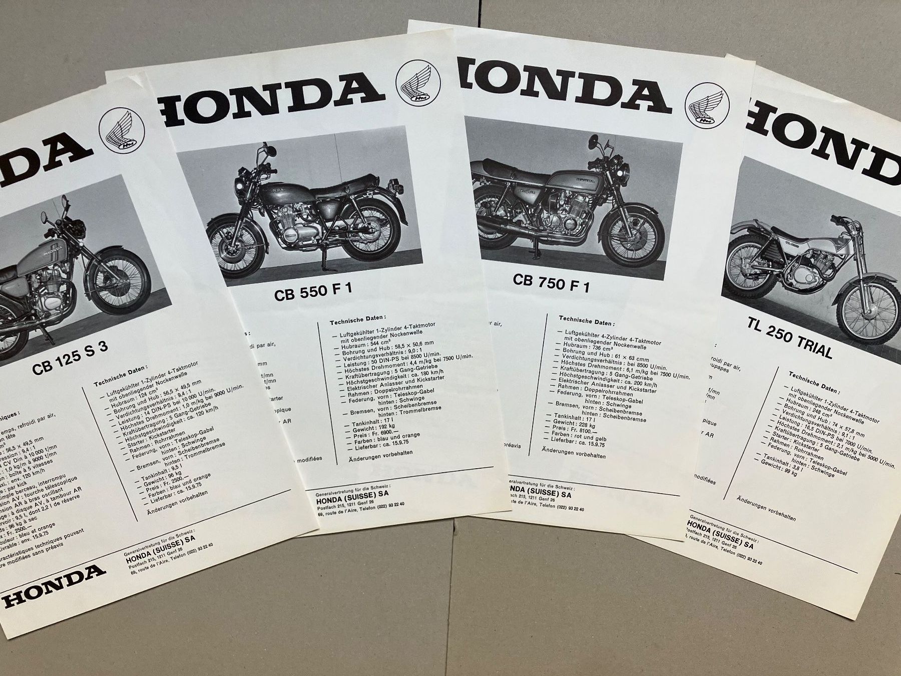Honda Strada: Honda Motorrad Prospekte 1975 – Usato da Malans GR venduto da Chueche427