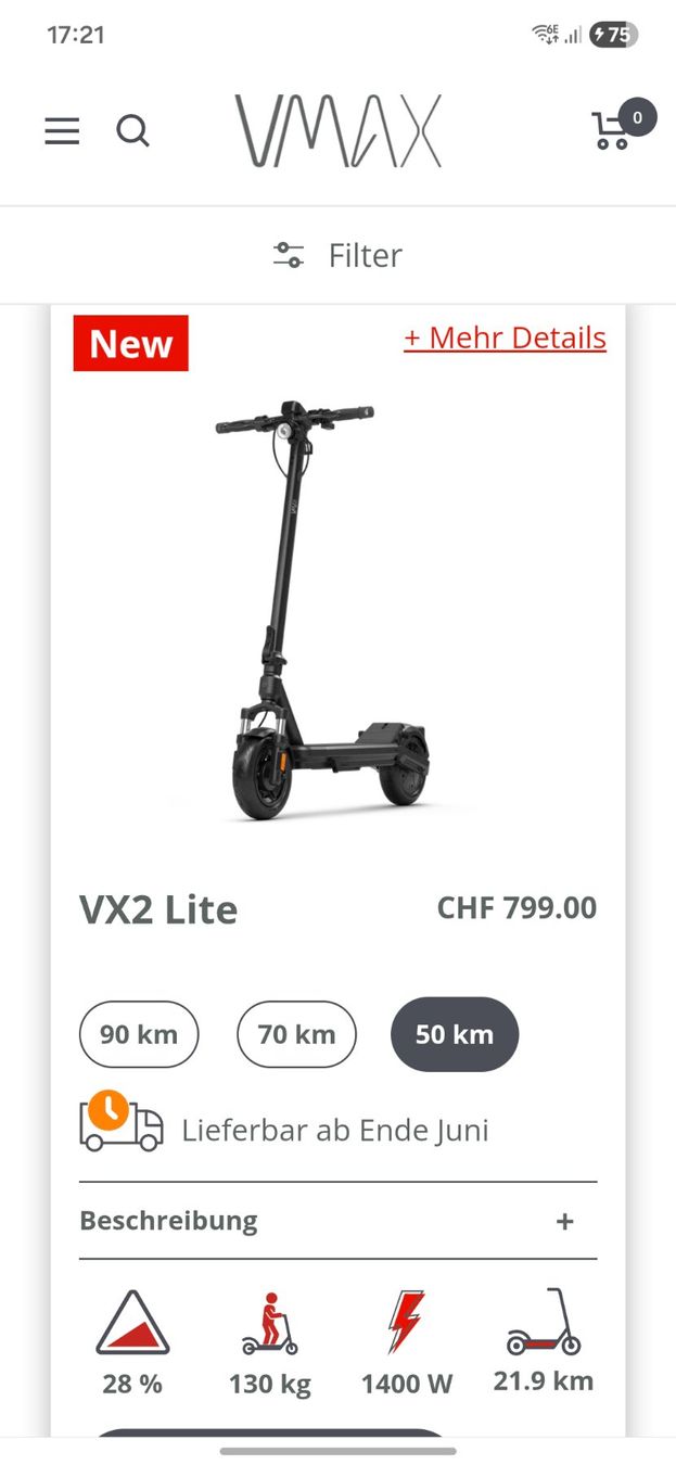 VMAX Kickboard: VMAX VX2 Lite – Usato da Emmenbrücke venduto da Polypoint01 6