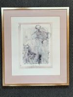 Lithografie / Frau mit Katze von August OHM     (ID L201)