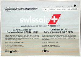 Swissair Schweiz. Luftverkehr-AG, Zürich - 1987 (20er)