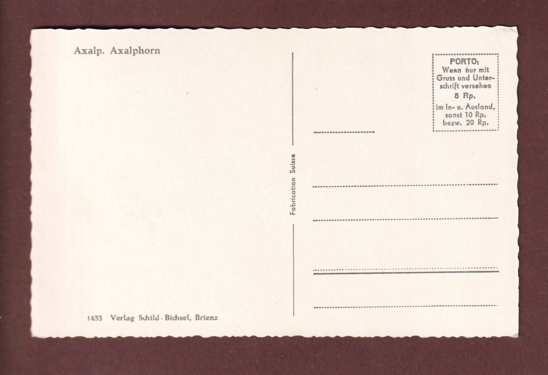 Ansichtskarten: AXALP - Axalphorn – Gebraucht aus Pully von nicecards-shop 1