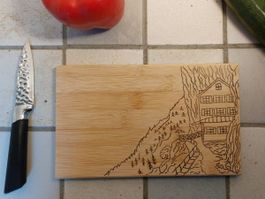 Planche bois gravée / Holzbrett Brandmalerei