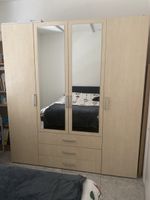 Armadio 4 ante 2 specchi 3 cassetti color legno 210x60x200cm