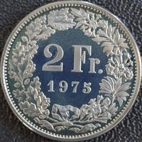 2 Franken 1975 pp / aus Münzsatz / in einer Münzkapsel