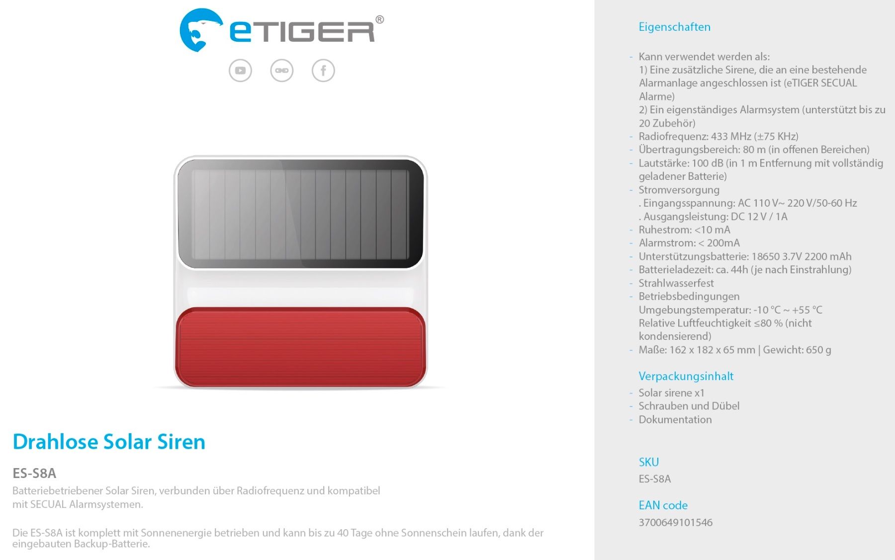 Alarmanlagen: Outdoor Solar Sirene Stroboskoplicht – Neu und originalverpackt aus Schaffhausen von Kartenprofi 7