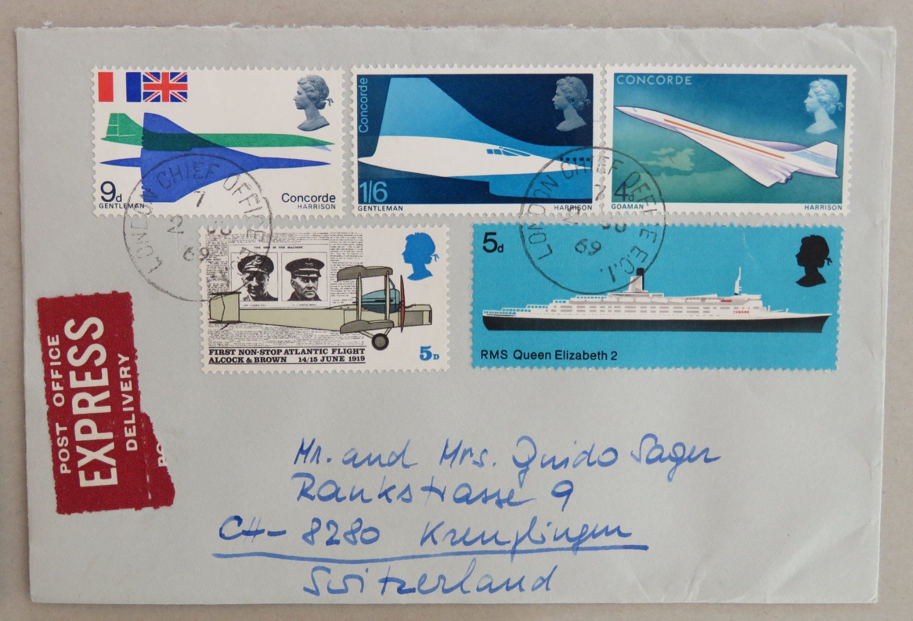 Tous les timbres: 6 Briefe England 1969 – D'occasion à Kreuzlingen par Koi4 4