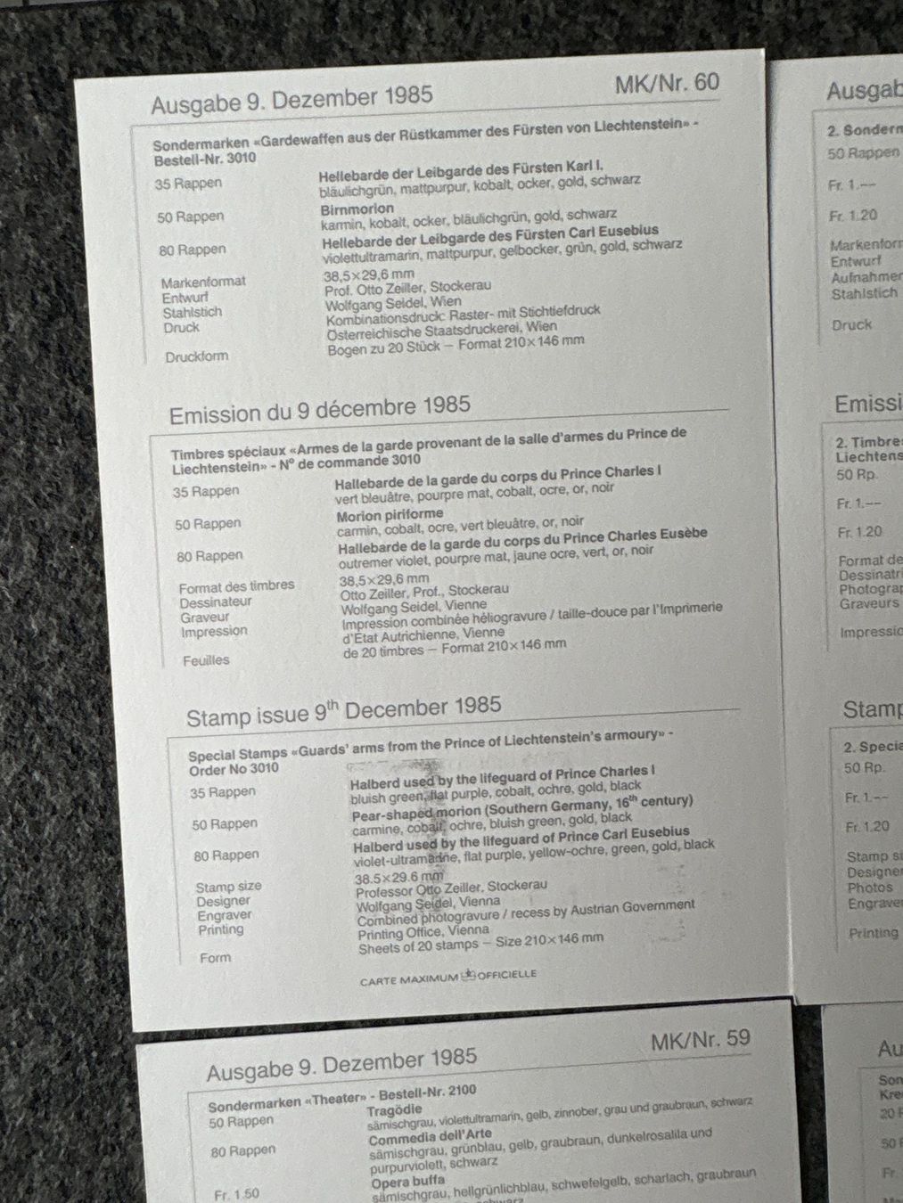 Tutti i francobolli: LIECHTENSTEIN MAXIMUM KARTEN 6 STÜCK – Usato da Ibach venduto da lisch3 8