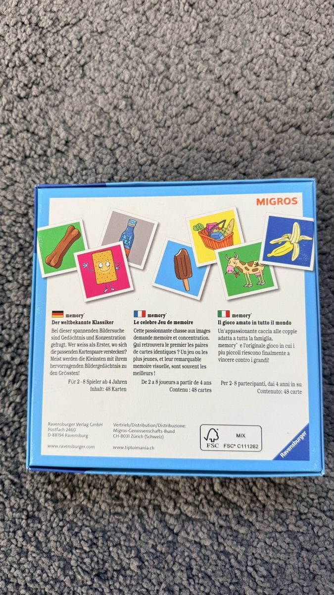 Migros Giochi: Ravensburger Memory Migros – 48 Karten – Usato da Horw venduto da NatRyzh 1