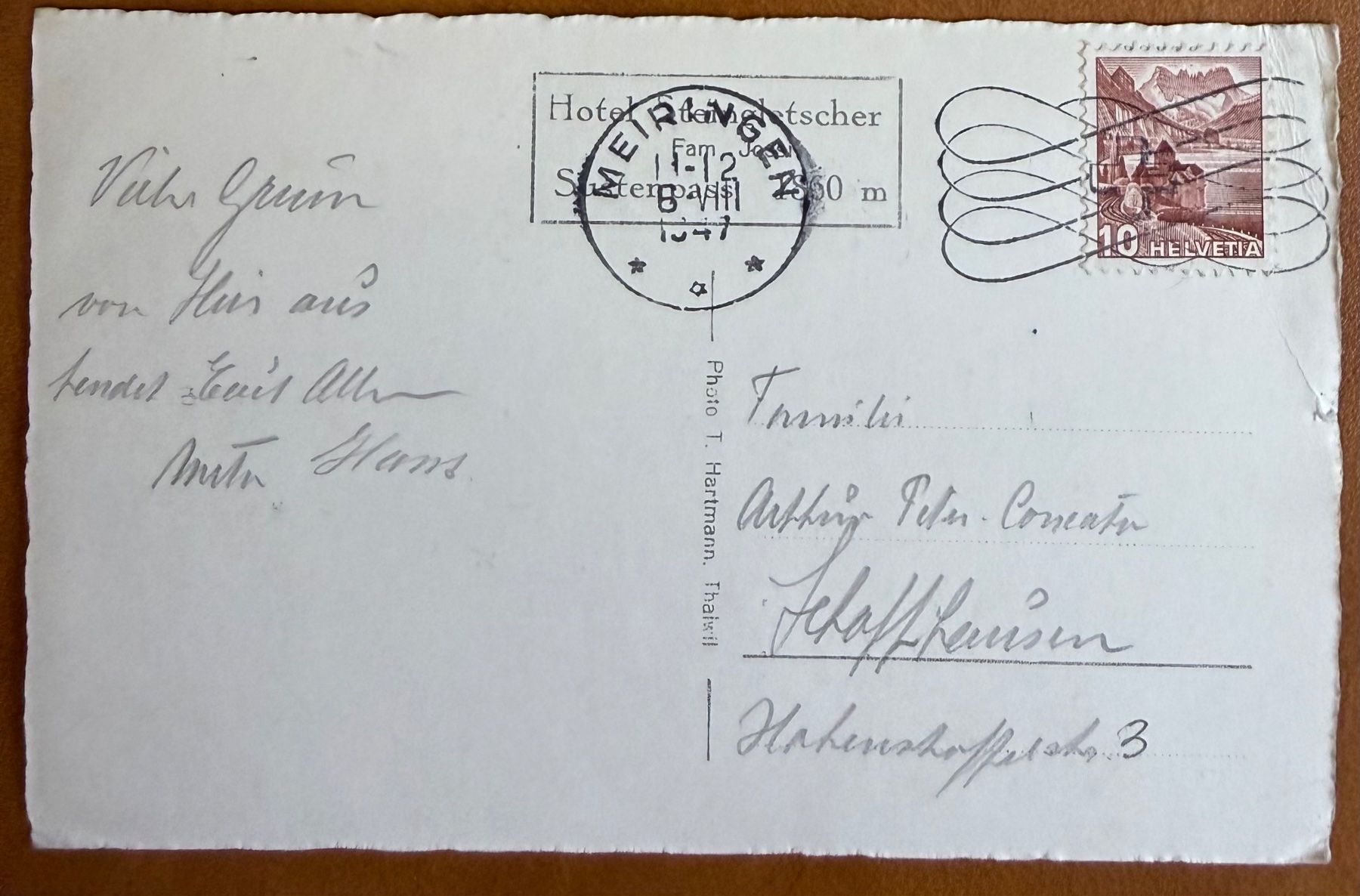Cartoline postali: Sustenstrasse - Steingletscher 1947 – Usato da Lutry venduto da Ediego 1