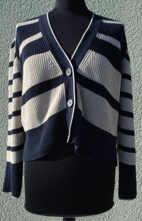 Cinque Strickjacke kurz blau beige gestreift Gr S 36/38