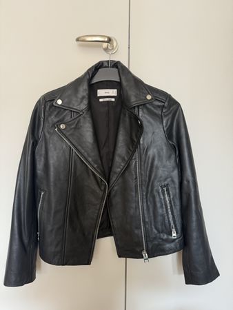 Lederjacke Mango schwarz