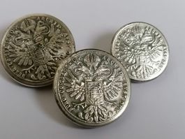 3 alte Silber Farben Knöpfe, wie Silber Taler