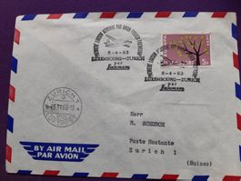 Erstflugbrief LUXEMBOURG -Zürich vom 6.4.63 mit Luxair