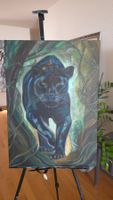 Schwarzer Panther im Dschungel, Original Acrylgemälde!