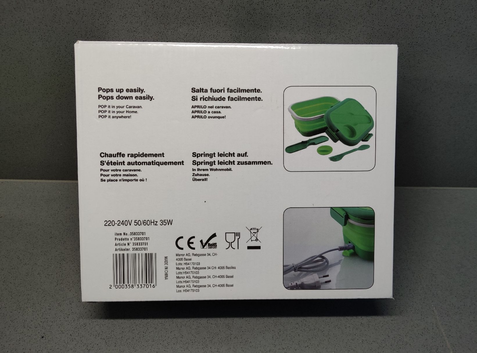 Behälter & Ähnliches: NEU - Faltbare Elektr. Beheizte LUNCHBOX – Neu und originalverpackt aus Minusio von Todesca 3
