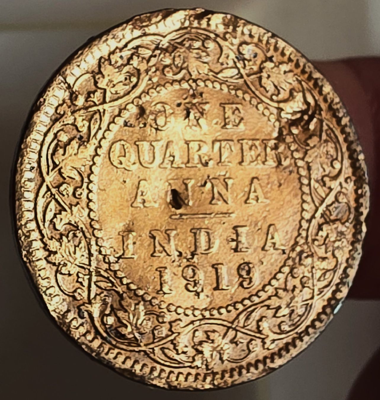 Tutti le monete: INDIEN ONE QUARTER ANNA 1919 – Usato da winterthur venduto da CoinPassion 1