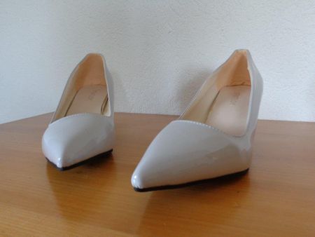 Pumps Grösse 47 Blockabsatz ca. 7.5 cm shiny / glänzend